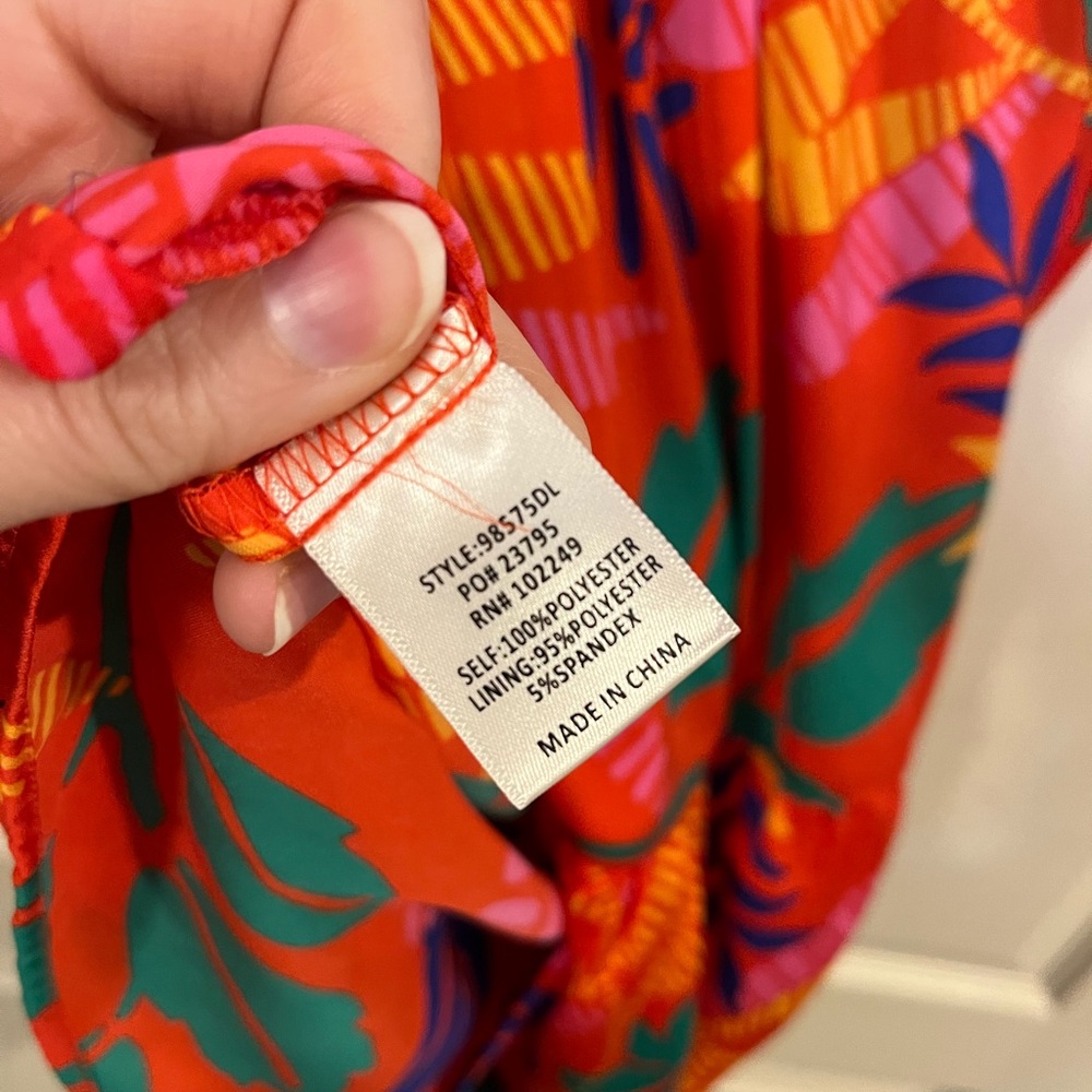 Colorful Leaf Print Dress Farm Rio Inspired - Picture 5 of 7